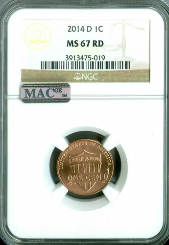 2014 D SHIELD CENT NGC MS67 RED PQ 2ND FINEST REGISTRY MAC SPOTLESS  *