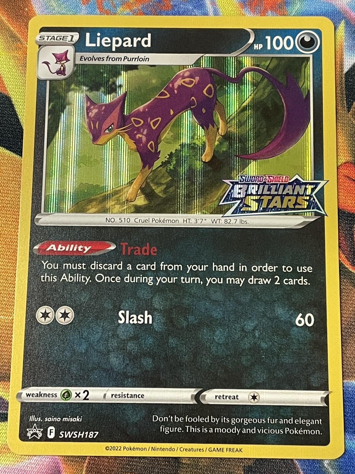 Pokemon - 1x Liepard SWSH187 - Brilliant Stars Prerelease Promo NM