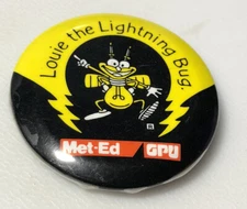 Vintage Louie The Lightening Bug Electricity Safety Play Safe Pin Pinback Button