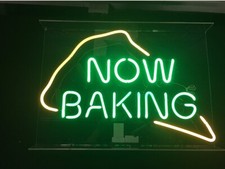 Pizza Slice And Now Baking Bakery Open Acrylic 17"x14" Neon Light Sign Lamp Food