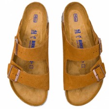Birkenstock Arizona Mink Suede Soft Footbed Adjustable Slide Sandals EU 42