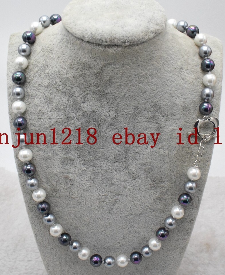Genuine 8/10/12/14mm Multicolor Round South Sea Shell Pearl Necklace 18'' AAA