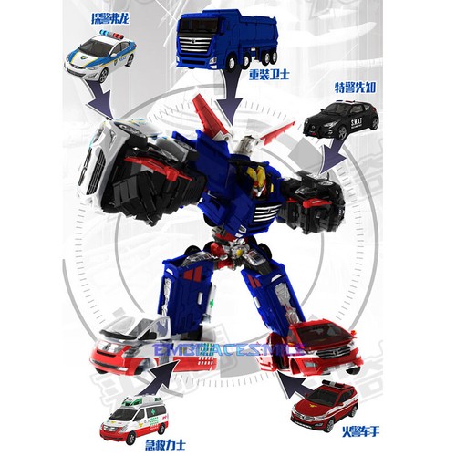 Hello Carbot Penta Storm Transformation 5 Copolymer Figure Robot with 5 Cars - Picture 3 of 6