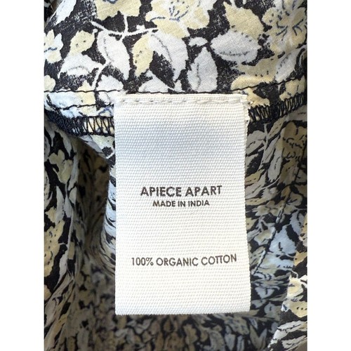 Apiece Apart Women's Size XS Black Beige Cobano Floral Mini Dress Split Neck - 第 14/15 張圖片