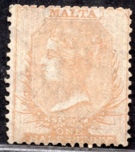 MALTA 1860 FIRST STAMP S.G. #1 SCOTT #1 MINT NO GUM  NIBBED PERF AT TOP