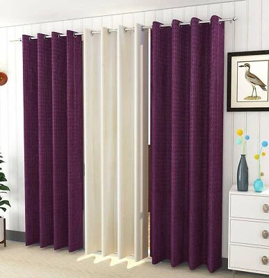 Nouveau Ensemble De Rideaux Longs À Œillets Pour Porte De 9 Pieds Violet - Photo 1/3