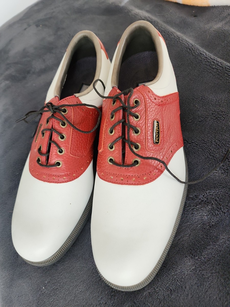Footjoy My Joys Soft Spike Shoes SZ 9 Red White Leather “CARDS