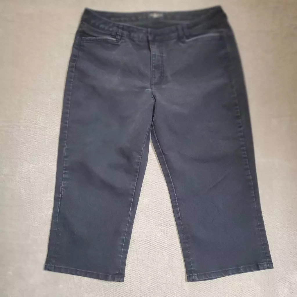 Riders By Lee Womens Capri Jeans Black Stretch Flap Pockets Denim