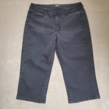 Riders By Lee Womens Capri Jeans Black Stretch Flap Pockets Denim 16 M