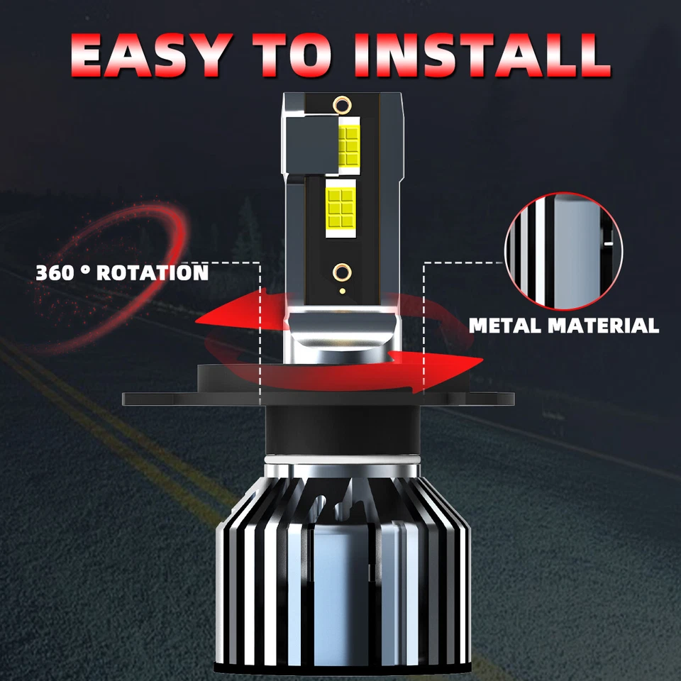 Kit de bombillas de faros LED H4/9003 haz alto/bajo brillante para Mitsubishi Mirage 14-19 Foto 2 de 4