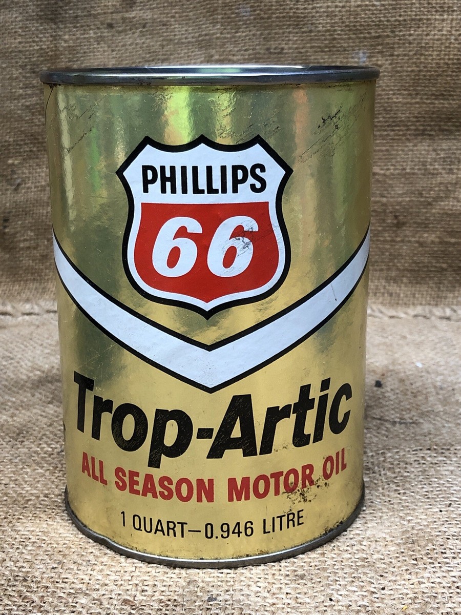 Vintage PHILLIPS 66 Quart Motor Oil Can Unopened Full Can
