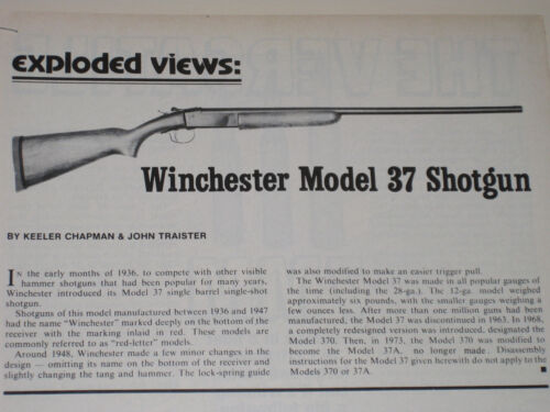 WINCHESTER MODEL 37 SHOTGUN EXPLODED VIEW - Afbeelding 1 van 1