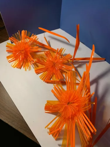 Rare Day Glo Psychedelic Flowers 6 Christmas Decorations 1960's Mid-Century Mod