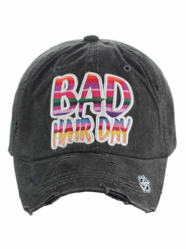 Ceci® Womens Baseball Cap 'Bad Hair Day' Distressed Vintage Embroidered Dad Hat - Picture 5 of 16