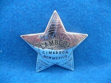 Polizeiabzeichen Chas. F. Lambert Cimarron New Mexiko Police - Sterlingsilber