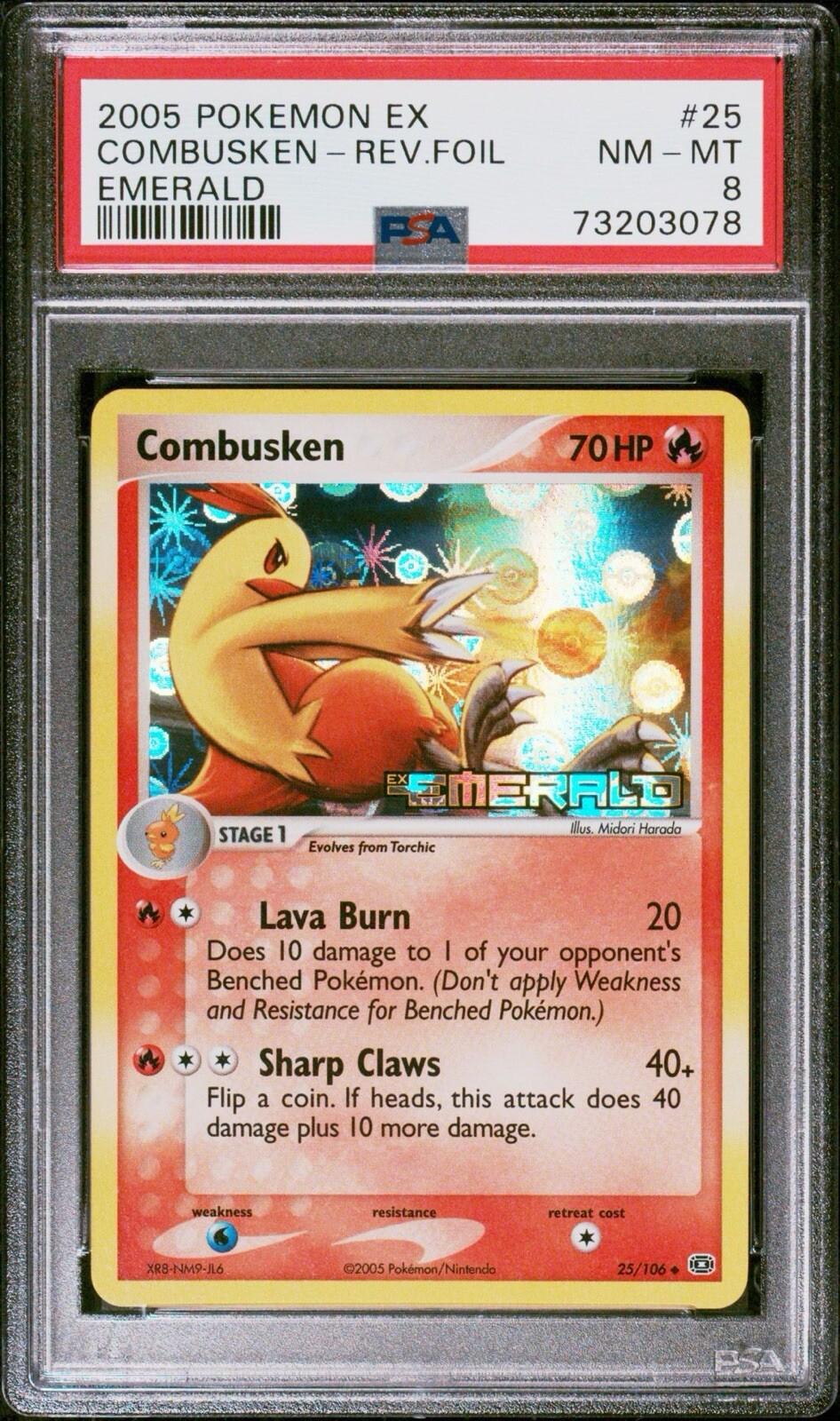 Pokemon Emerald PSA 8 NM-MT Combusken 25/106 EX Reverse Holofoil 2005