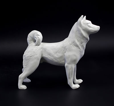 9942553-d Porcelain Figure Dog Husky Bisque Wagner & Apel 6 11/16x2x5 7/8in