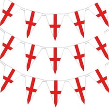 England Triangle Bunting 10M St George 25 Flags Euro Cup Banner Football Sports