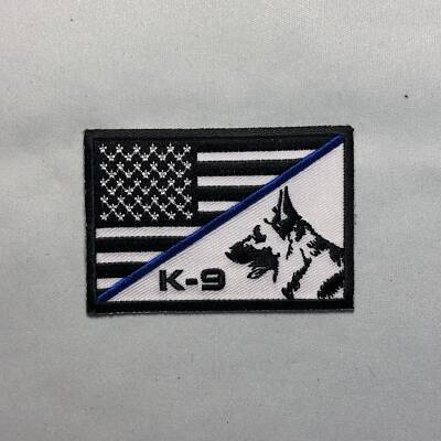 K9 half flag GSD Dog Paw Canine Black Swat Cut Patch Usa Morale Star ...