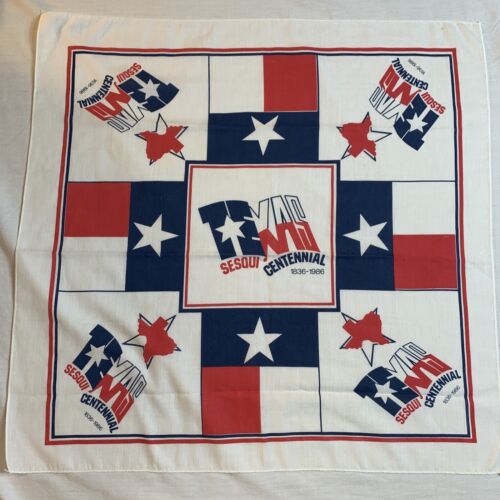 Vintage Texas Bandana Scarf Lone Star State Sesqui Centennial 1836-1986 - Picture 1 of 10