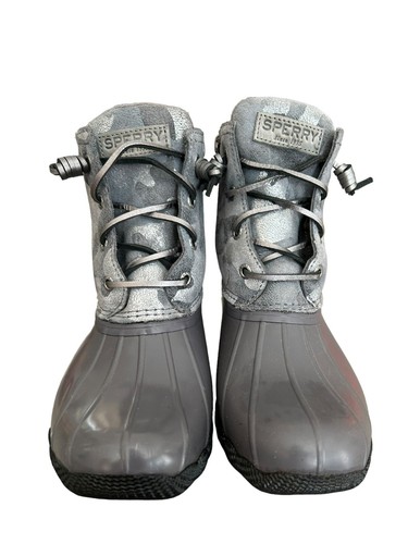 Sperry Women’s Chelsea Saltwater Boot Silver Camo 7.5 - Picture 8 of 13