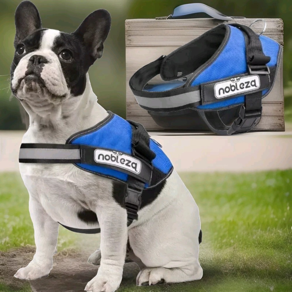 Dog Harness vest, No Pull with Handle Soft Padding Blue M New Nobleza