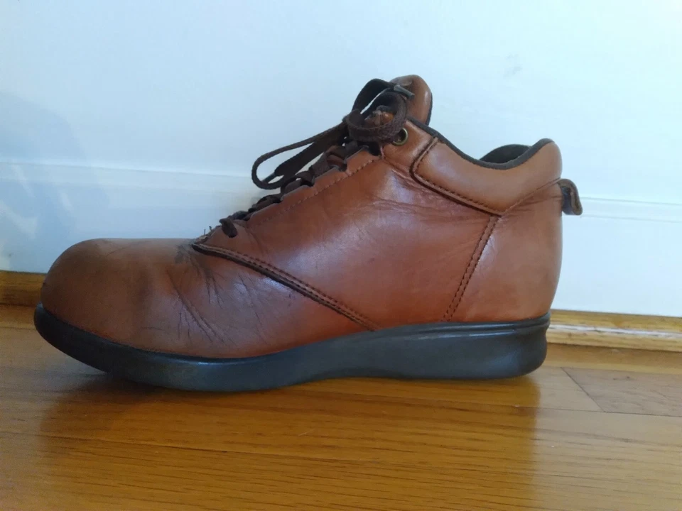 Zapatos de mujer Carolina Comfort vintage de cuero marrón con cordones punta de acero 6,5 M Foto 4 de 4