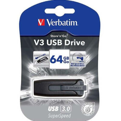 NEW Verbatim Store-N-Go V3 USB Flash Drive 3.0 64Gb Grey SuperSpeed