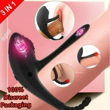 Waterproof Vibrating Cock Ring Rechargeable Sex Toy for Male Female or Couples