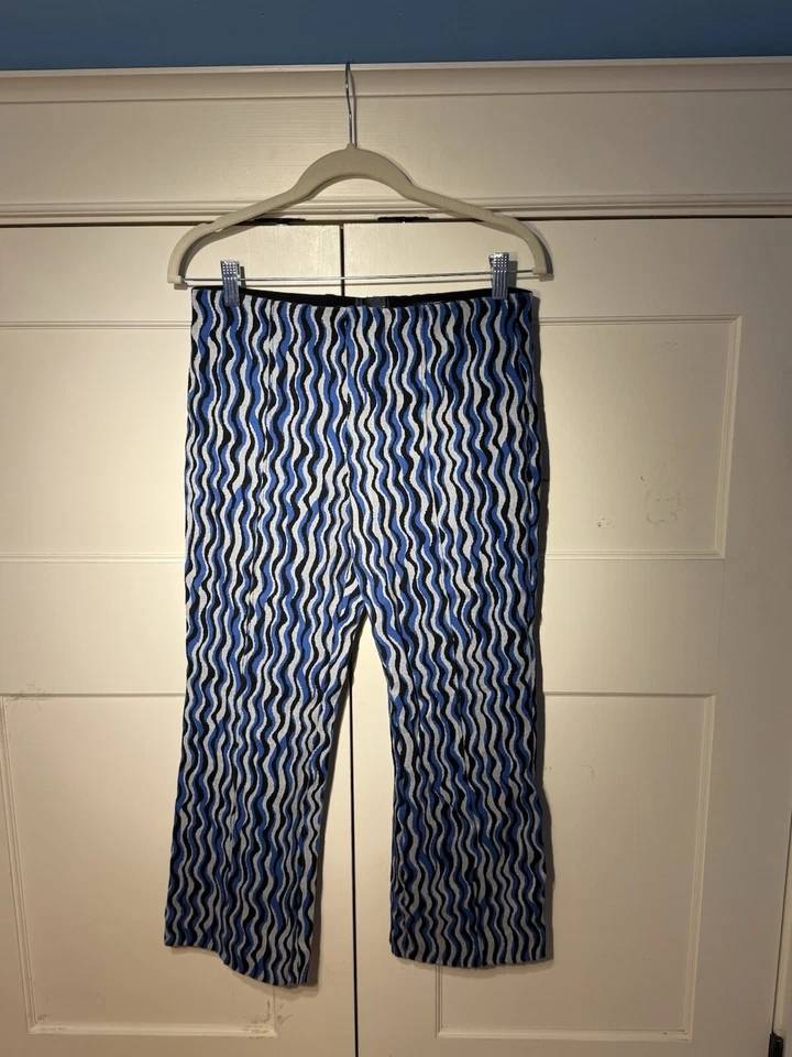 Pantalón Anthropologie Maeve Para Mujer SP Margot Kick Acampanado Ondulado Azul Rayas