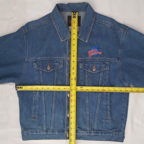 Vtg Planet Hollywood Orlando Embroidered Logo S Blue Jean Denim Trucker Jacket - Picture 20 of 21