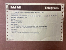 Cubs Jack Brickhouse Original Western Union Telegram on 5,000 Cubs  Broadcast