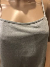 ST JOHN Sport Marie Gray Women's Silver Sleeveless Cocktail Party Top Ladies M