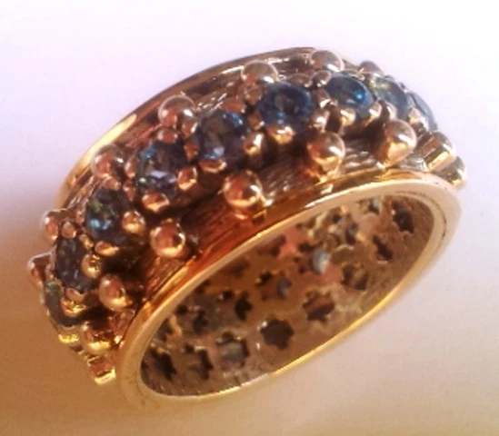 Anel giratório CZ zircões anel designer prata ouro 9 quilates tubo bague argent - Imagem 2 de 3