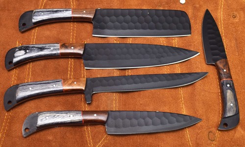 Custom Hand Forged Carbon Steel Professional Chef Knives Set Kitchen Knif# B-132 - Picture 3 of 9