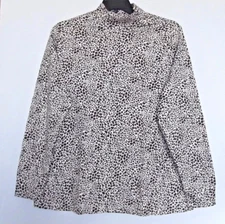 Lands' End Size 2X Brown Animal Print knit top, mock neck, long sleeves, NWT