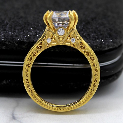Bague de mariage simulée tige fendue diamant taille ronde 0,50 Ct or