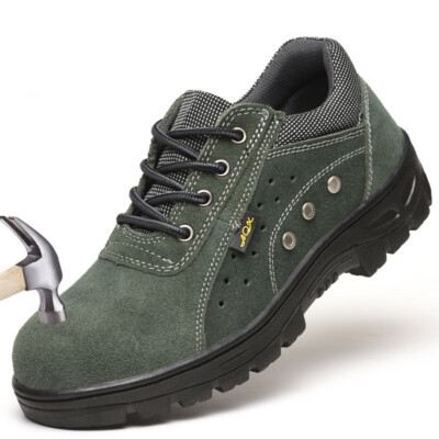 Mens Green Work Boots Breathable Safety Shoes Steel Toe Cap Slip Resistant Size