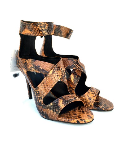 Zara Cuero Marrón Estampado Leopardo Sandalias Tacón Alto UK6 EUR39 US8 - Imagen 7 de 9