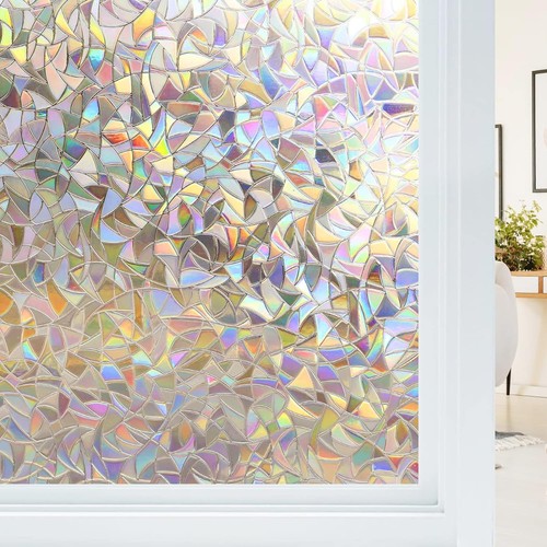 Haton Sichtschutzfolie für Fenster, Glasmalerei Regenbogen 35,4"x78,7", klar