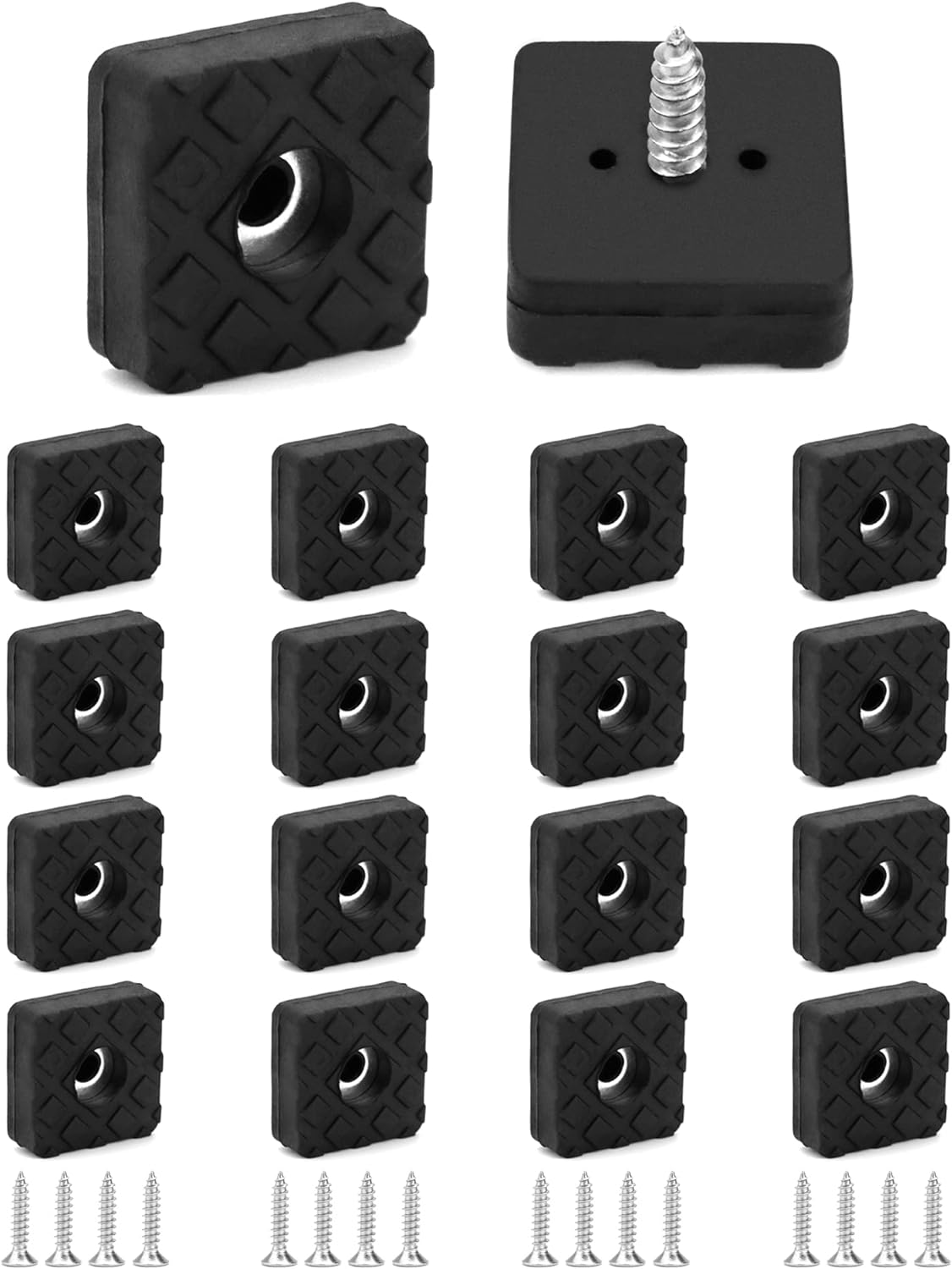 QWORK® 18PCS Non-Slip Rubber Feet 22X22X9 Mm for Garden Furniture Chairs - Squar