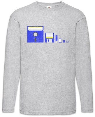 Memory Evolution Langarm T-Shirt Angebot Nerd Retro Floppy Disc Informatiker PC