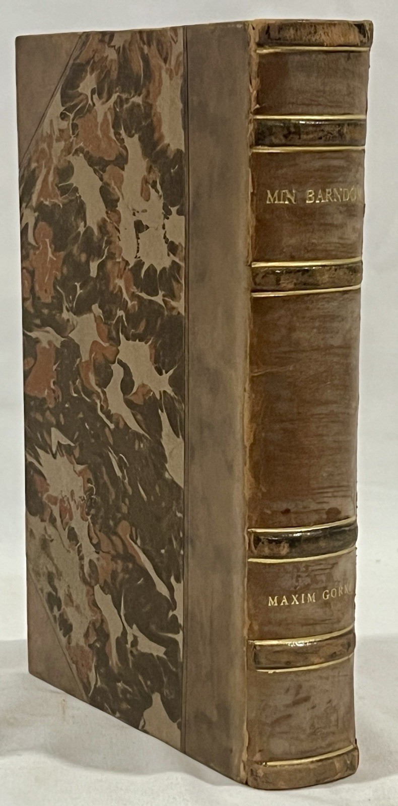 1940 MIN BARNDOM Maxim Gorki. Swedish. Leather Marbled HB