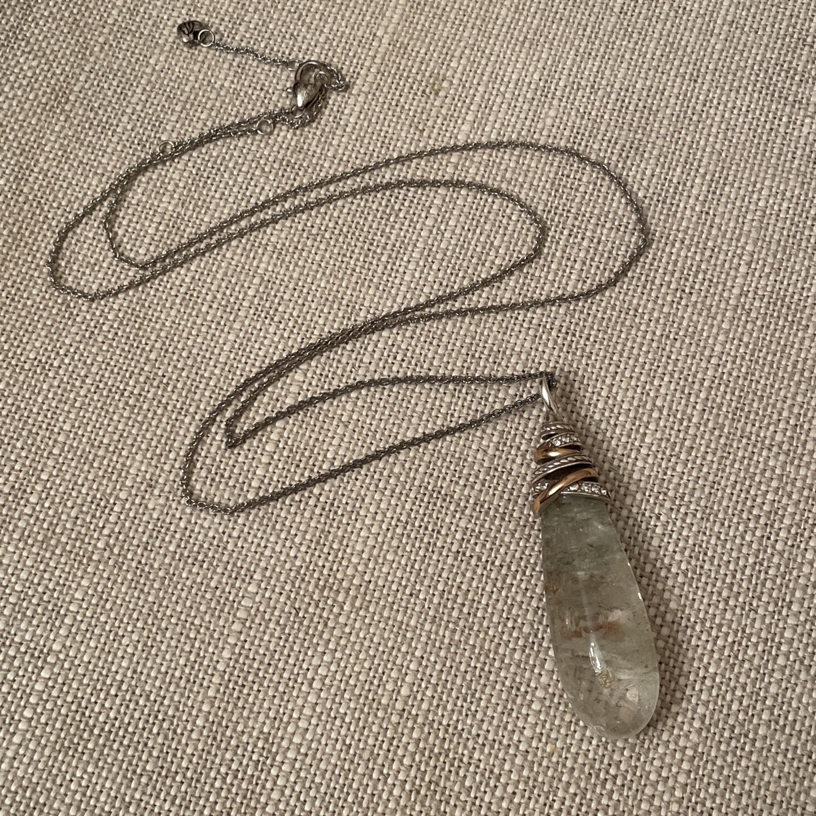 Brighton Neptune's Rings Silver Banded Pave Pyramid Crystal Teardrop Necklace