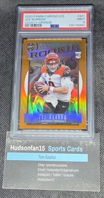 Joe Burrow 2020 Panini Chronicles Legacy #201 Rookie Orange 8/75 PSA 9 Mint