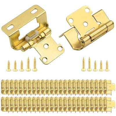 Donanim 1/2 Overlay Semi Wrap Self Closing Cabinet Hinges Brass Gold 28 Pair/56