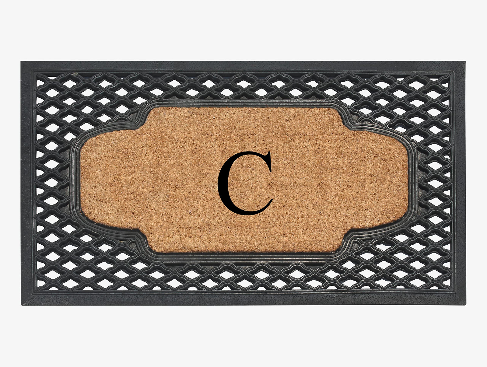 A1HC Natural Coir Monogrammed Anti-Shed Door Mat 23x38 for Front Entry