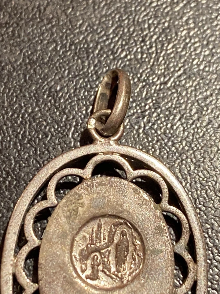 Rare Médaille Religieuse Ancienne St Vierge Notre Dame De Lourdes French Antique - Photo 3/4