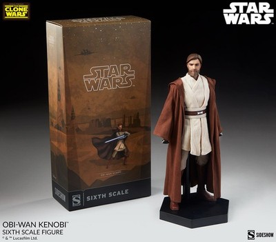 Sideshow Star Wars Obi-Wan Kenobi The Clone Wars 1:6 Scale Figure Animated New