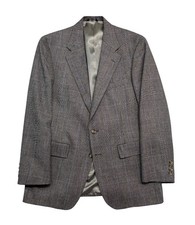 vtg Ralph Lauren Chaps 42R Gray Plaid Flannel Blazer Jacket Sport Suit Coat USA